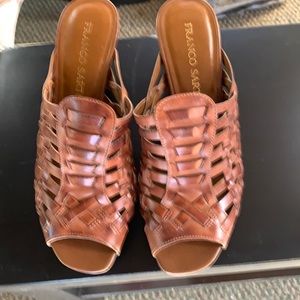 Franco Sarto tobacco Temper Sandals - 3-1/2” heel Leather Upper Worn only once